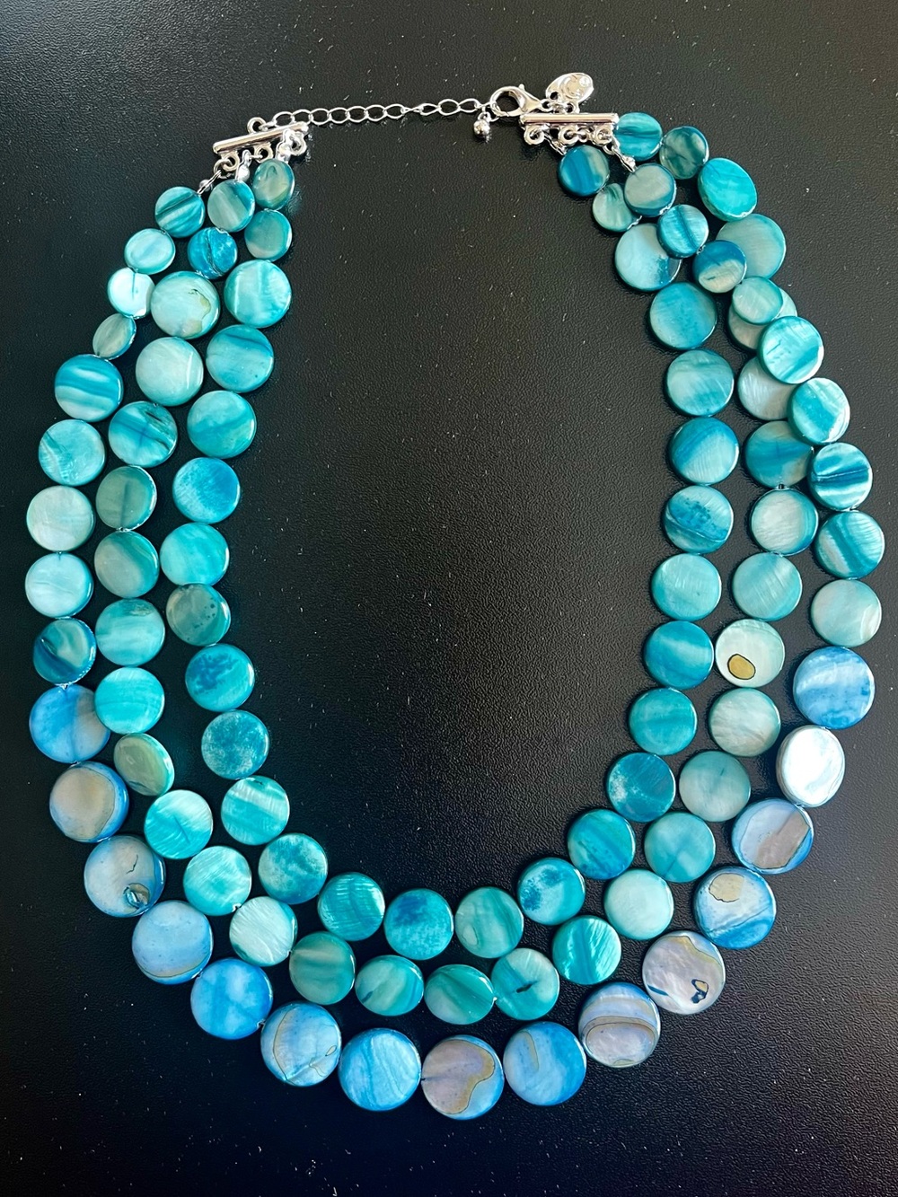 Turquoise Aquamarine Mother-of-Pearl Multi-Strand Choker Necklace